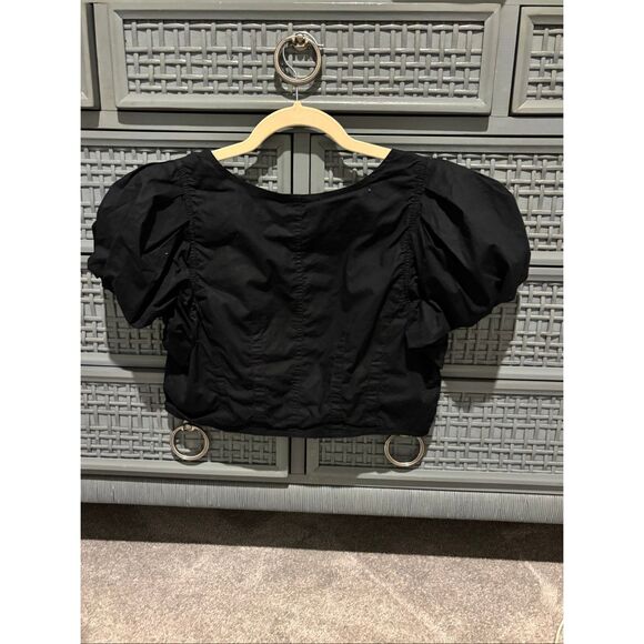NWOT Ulla Johnson Kalena puff sleeve zip front crop top, Sz 10, $285 A29 - Picture 8 of 11